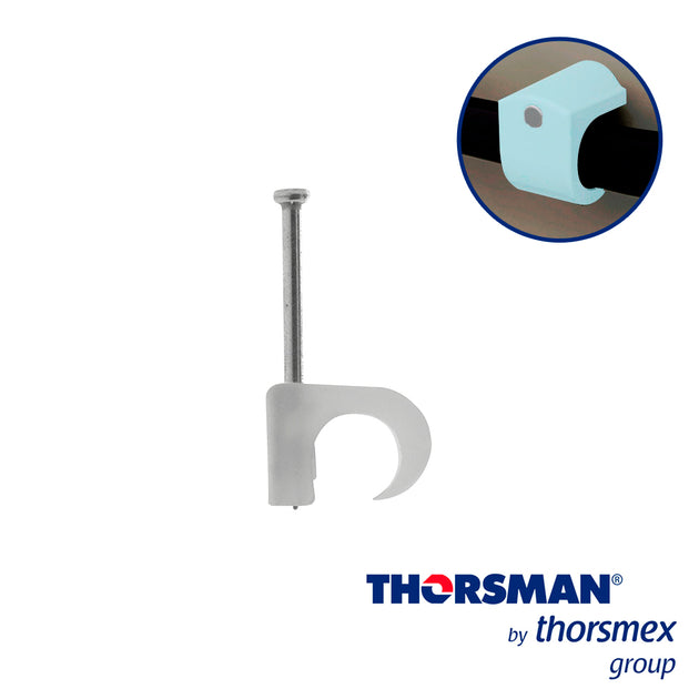 GRAPAS SUJETHOR THORSMAN 3103-00100 TC 7-10 CAJA /100PZAS COLOR NATURAL, IDEAL PARA CABLE UTP Y CALIBRE 6 A 8 , CLAVO GA
