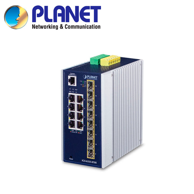 SWITCH INDUSTRIAL ADMINISTRABLE L3 PLANET IGS-6325-8T8S / 8 PUERTOS RJ45 10/100/1,000MBPS / 8 PUERTOS SFP 100M/1/2.5GBPS