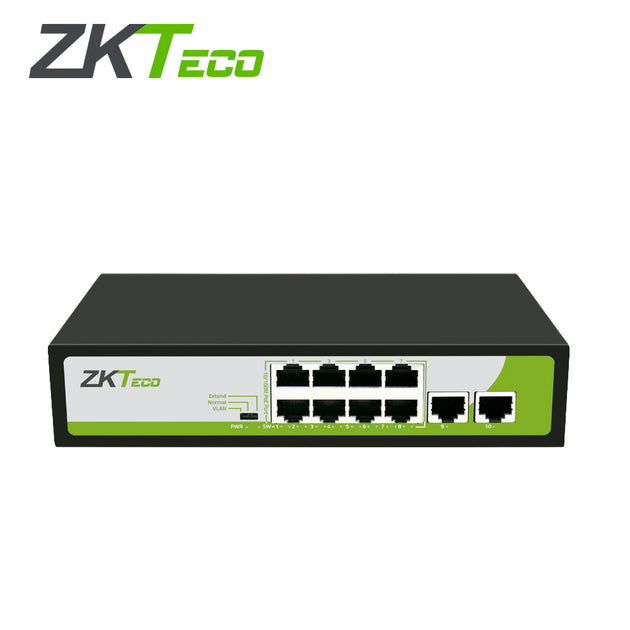 SWITCH ZKTECO PE082-120-C 8 PUERTOS RJ45 10/100 MBPS CON POE AF/AT + 2 PUERTO RJ45 100 MBPS NO ADMINISTRABLE ENERGIA TOT