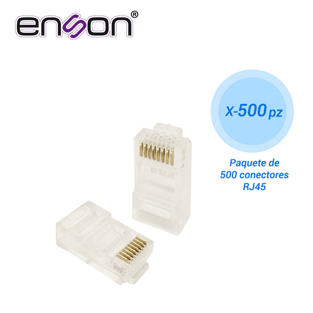 PAQUETE 500 CONECTOR RJ45 ENSON PARA CABLE UTP CAT5E