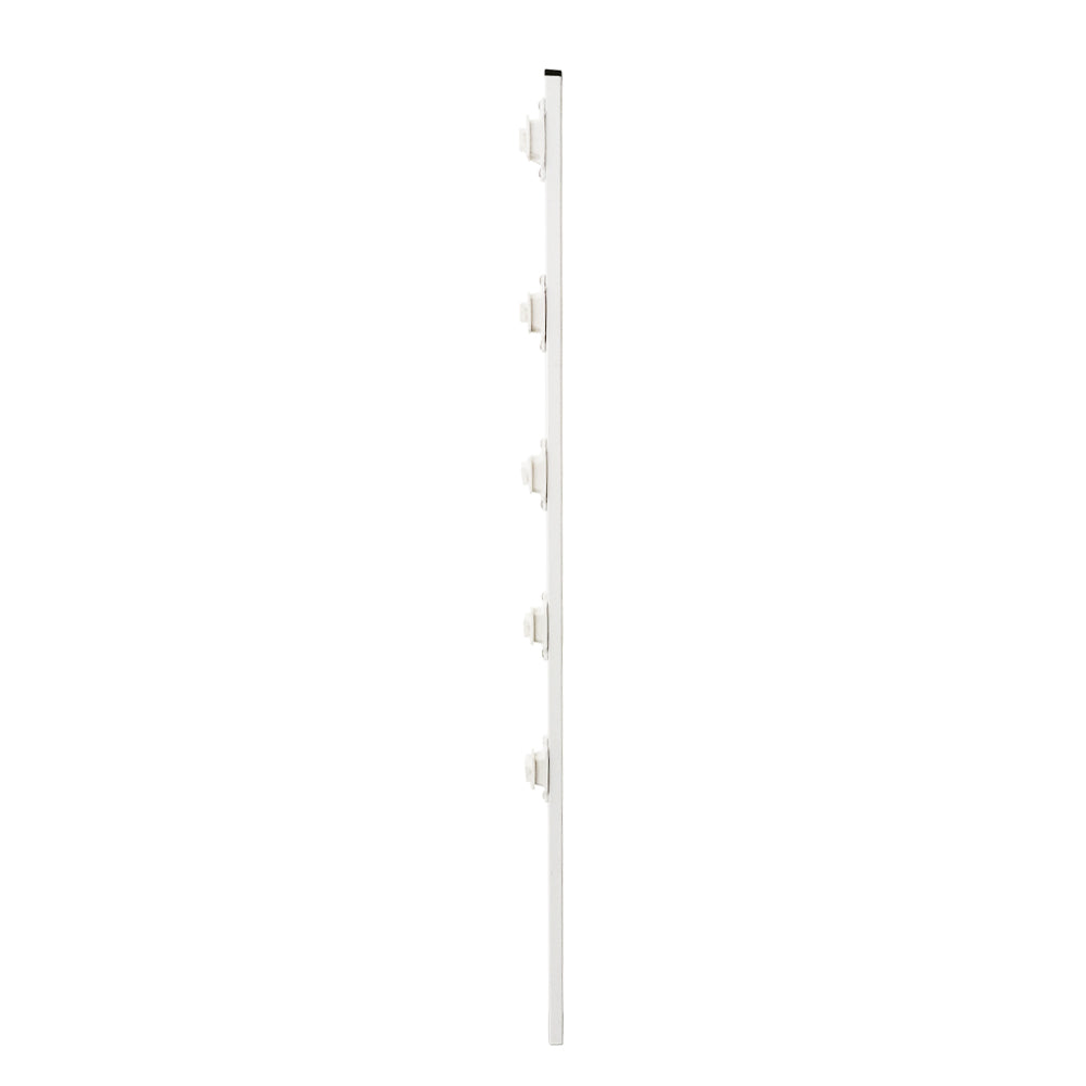 POSTE ECONOMICO PERFIL CON 5 AISLADORES DE PASO BLANCO COLOCADOS CADA 20CM, PARA CERCAS ELECTRIFICADAS