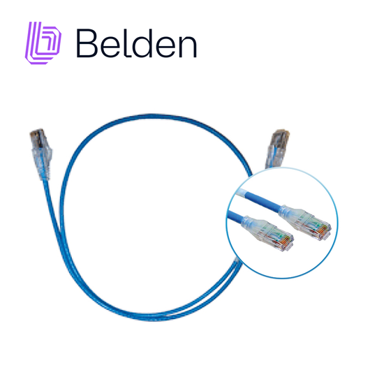PATCH CORD UTP CAT6 BELDEN C6D1106010 FORRO PVC AZUL CMR-RISER 4 PARES CALIBRE CONDUCTOR 28 AWG DIAMETRO REDUCIDO COBRE 