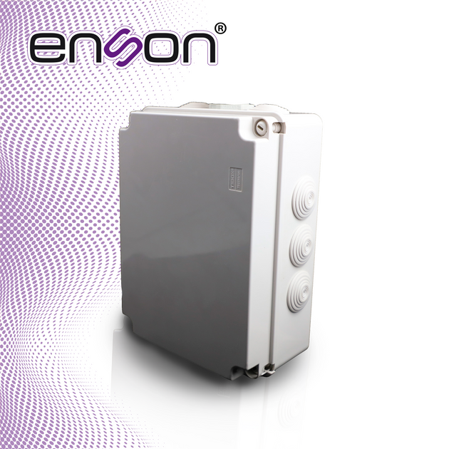 CAJA PLASTICA RECTANGULAR ENSON ENS-NEM22 TIPO ESTANCA FABRICADA EN PLASTICO ABS GRIS DE ALTA RESISTENCIA / DIMENSIONES 