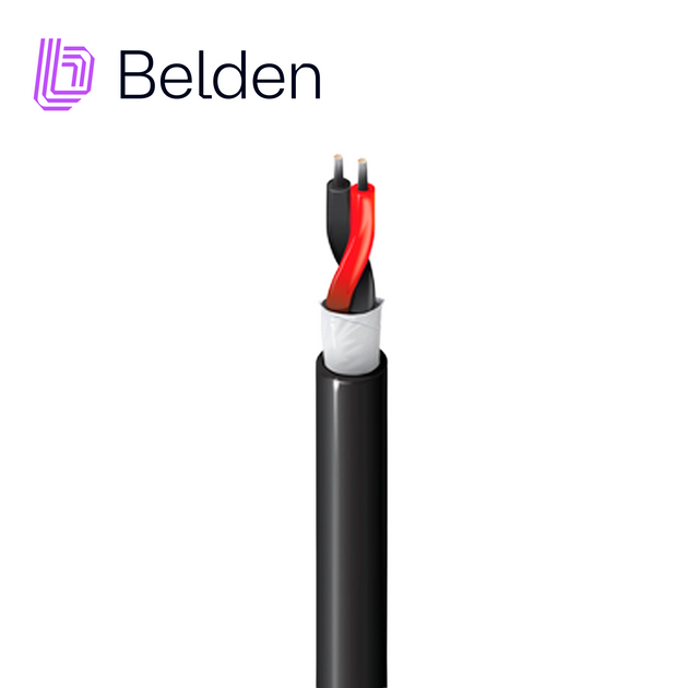 CABLE DE SEGURIDAD Y SONIDO BELDEN 5500U1 0101000 / INTERIOR / NEGRO / 2 CONDUCTORES / 22 AWG / MULTIFILAR / FORRO PVC /