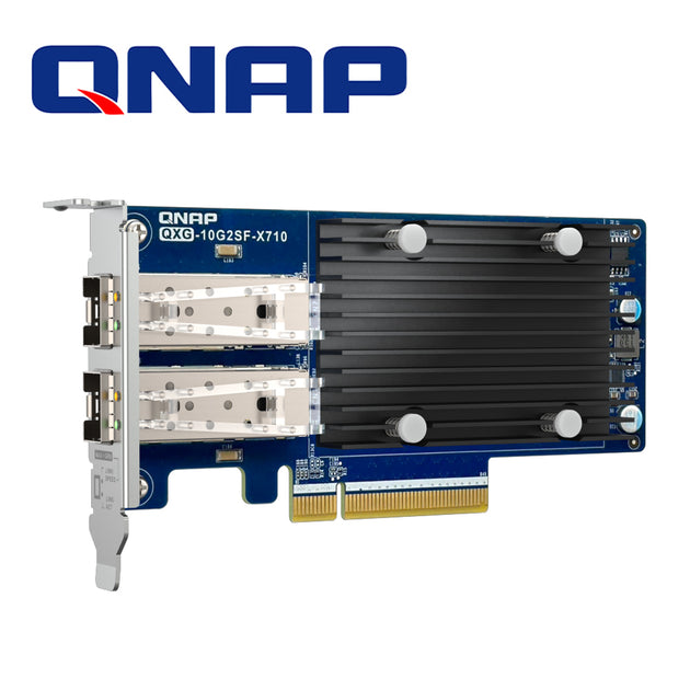 TARJETA DE RED QNAP QXG-10G2SF-X710 10GBE 2 PUERTOS SFP+ 10GBE PCIE 3.0 COMPATIBLE CON NAS Y PC DISEÑO SIN VENTILADOR