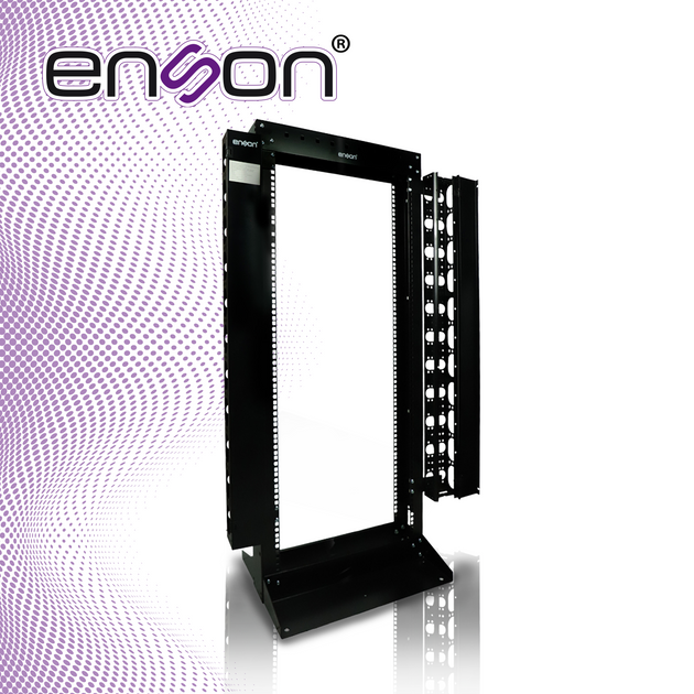 RACK VERTICAL ENSON ENS-RACK25UO DE 25UR DOS POSTES ORGANIZADOR VERTICAL INCUIDO EMPOTRABLE IDEAL PARA MONTAJE DE EQUIPO