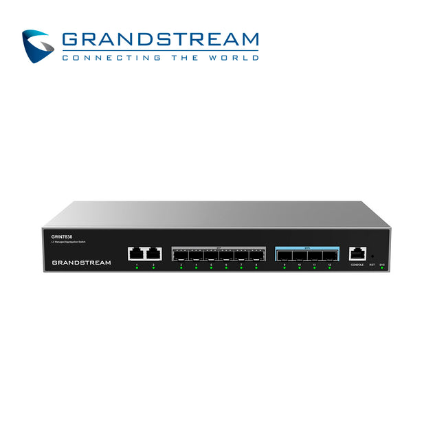SWITCH ADMINISTRABLE CAPA 3 GRANDSTREAM GWN7830 / 2 PUERTOS 10/100/1,000MBPS / 6 PUERTOS GIGABIT SFP / 4 PUERTOS SFP+ 10
