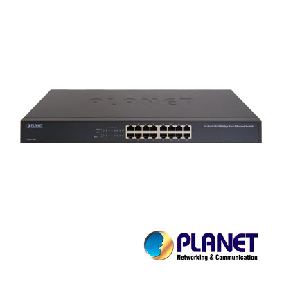 SWITCH NO ADMINISTRABLE / PLANET FNSW-1601 / 16 PUERTOS RJ45 / VELOCIDAD DE TRANSMISION 10/100 MBPS / DIP SWITCH (ESTAND