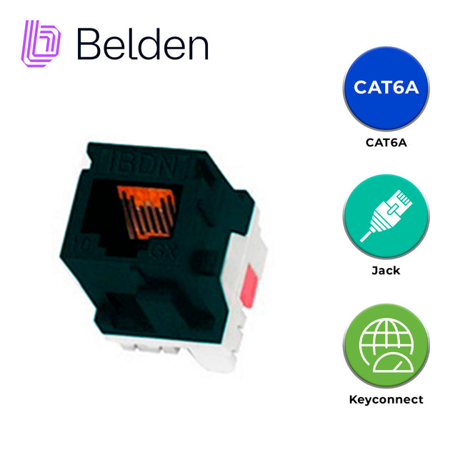 CONECTOR MODULAR JACK CAT6A RJ45 BELDEN AX102283 / KEYCONNECT / INTERIOR / NEGRO / PIEZA