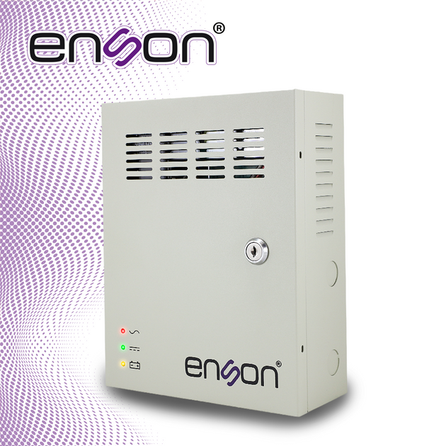 FUENTE DE PODER TIPO CAJA ENSON PSB10A-1209BACKUP 12VDC 10AMP 9 CANALES DE 1.1AMP CADA UNO ESPACIO PARA BATERIA DE RESPA