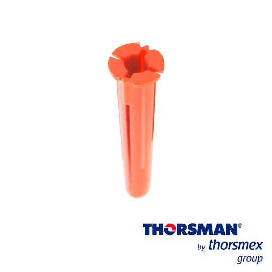 PAQUETE DE 100 PIEZAS DE TAQUETES THORSMAN MEDIDA 1/4 COLOR ROJO PARA FIJAR OBJETOS EN MUROS Y TECHOS DE CONCRETO O SUPE