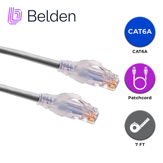 PATCH CORD UTP CAT6A BELDEN CA21108007 / INTERIOR / GRIS / 4 PARES / 24 AWG / FORRO PVC / CMR / 7 PIES 2.1 METROS
