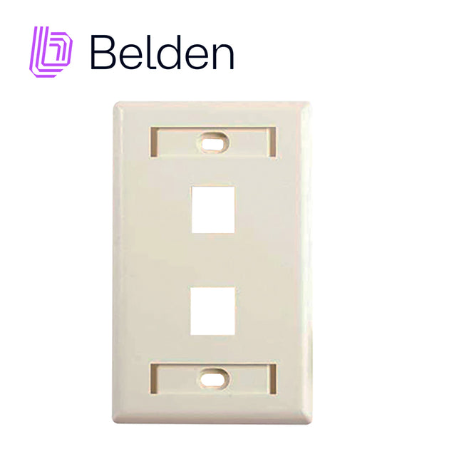 PLACA DE PARED (FACEPLATE) BELDEN AX103923 2 PUERTO COMPATIBLE CON JACKS ESTILO KEYCONNECT UNIVERSAL CAT6A CAT6 CAT5E CO
