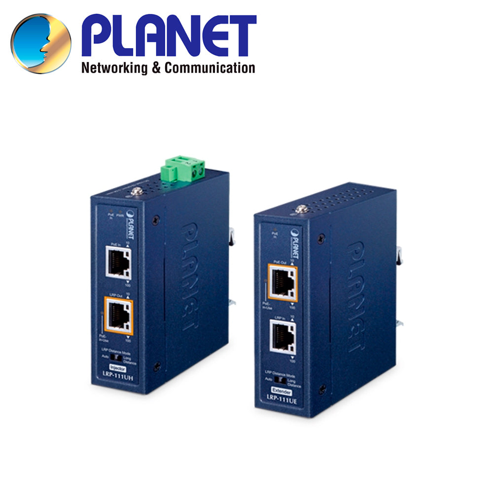 KIT EXTENSOR INDUSTRIAL POE++ PLANET LRP-111U-KIT / 1 INYECTOR LRP-111UH + 1 EXTENSOR LRP-111UE / PUERTOS RJ45 POE BT 10