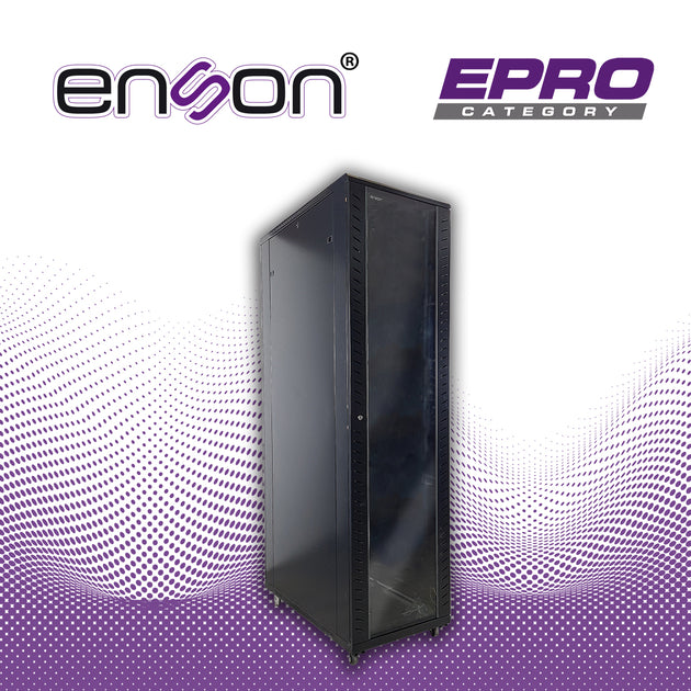 GABINETE DE PISO ENSON ENS-RKGB45U4 45UR 600X1000X2105MM PUERTA CRISTAL CON CERRADURA DE SEGURIDAD ABATIBLE PANELES LATE