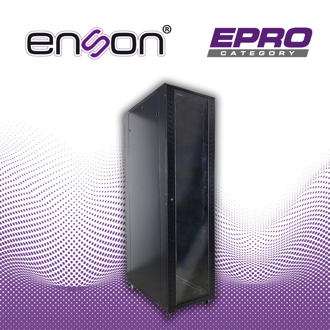 GABINETE DE PISO ENSON ENS-RKGB45U4 45UR 600X1000X2105MM PUERTA CRISTAL CON CERRADURA DE SEGURIDAD ABATIBLE PANELES LATE