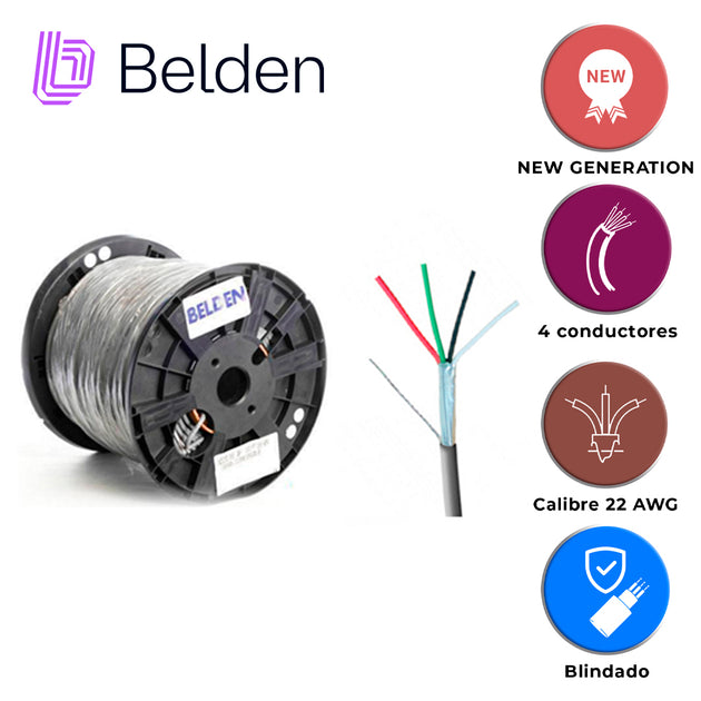 CABLE DE SEGURIDAD Y SONIDO BELDEN 5502FE 0081000 / INTERIOR / GRIS / 4 CONDUCTORES / 22 AWG / MULTIFILAR / FORRO PVC / 