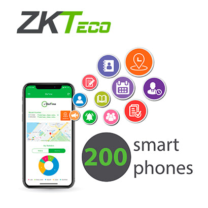 LICENCIA ZKTECO BIOTIME APP-P200 PARA ACTIVAR APP BIOTIME SOFTWARE DE ASISTENCIA EN 200 SMARTPHONES PERMANENTE