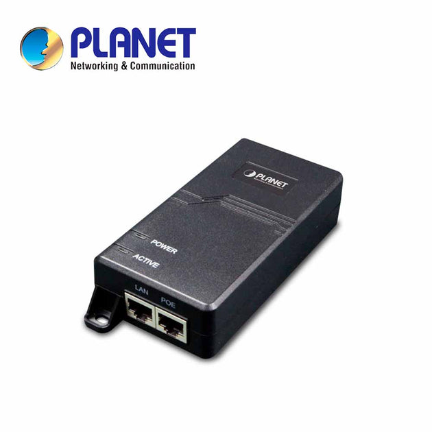 INYECTOR POE 802.3AF/AT POE-172 PLANET / 2 PUERTOS RJ45 10/100/1,000MPBS / CONSUMO DE 60W / HASTA 100 METROS