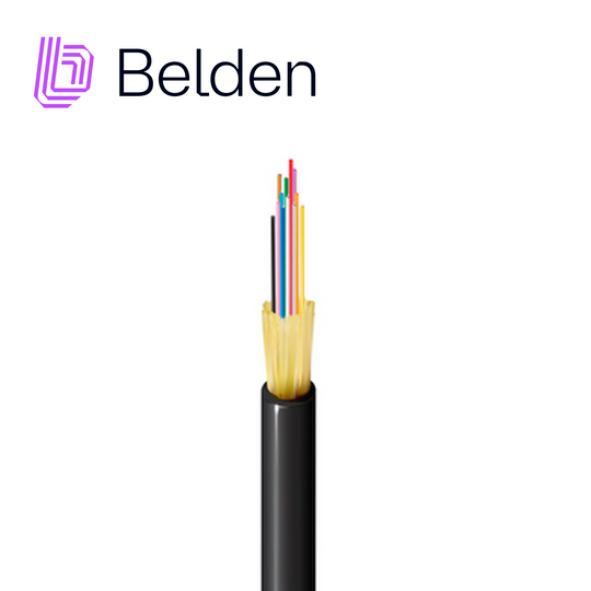 FIBRA OPTICA BELDEN FD4D012R9 / INTERIOR/EXTERIOR / NEGRO / OM4 / 12 HILOS / FORRO PVC / OFNR / BOBINA / 1,640 PIES 500 