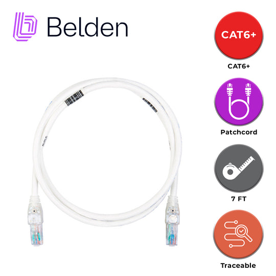 PATCH CORD TRACEABLE UTP CAT6+ BELDEN C6T1108007 / INTERIOR / GRIS / 4 PARES / 24 AWG / FORRO PVC / CMR / 7 PIES 2.1 MET