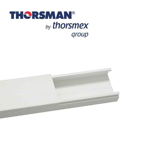 CANALETA THORSMAN TMK 1735 SIN DIVISION 5301-01260, COLOR BLANCO, PVC, PAQUETE DE 25 PIEZAS, CADA TRAMO DE 2.5MTS.