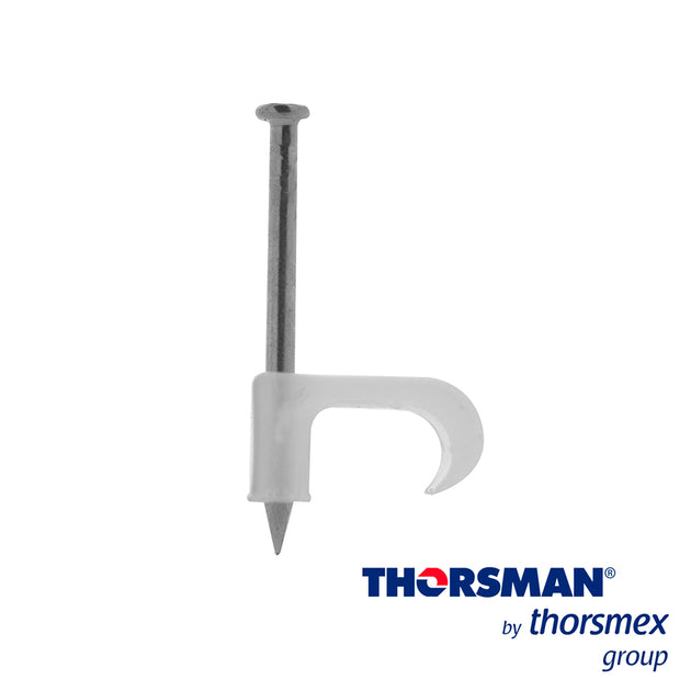 GRAPAS SUJETHOR PLANO TC 6X10 3210-00100 COLOR NATURAL, CAJA 100PZAS PARA CABLE SIAMES CALIBRE 16, CLAVO GALVANIZADO, GR