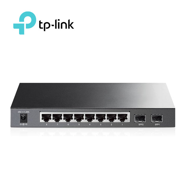 SWITCH ADMINISTRABLE TP-LINK SG2210P / 8 PUERTOS RJ45 POE AF 10/100/1000 MBPS/ 2 PUERTOS FIBRA OPTICA SFP (VACIO) GIGABI
