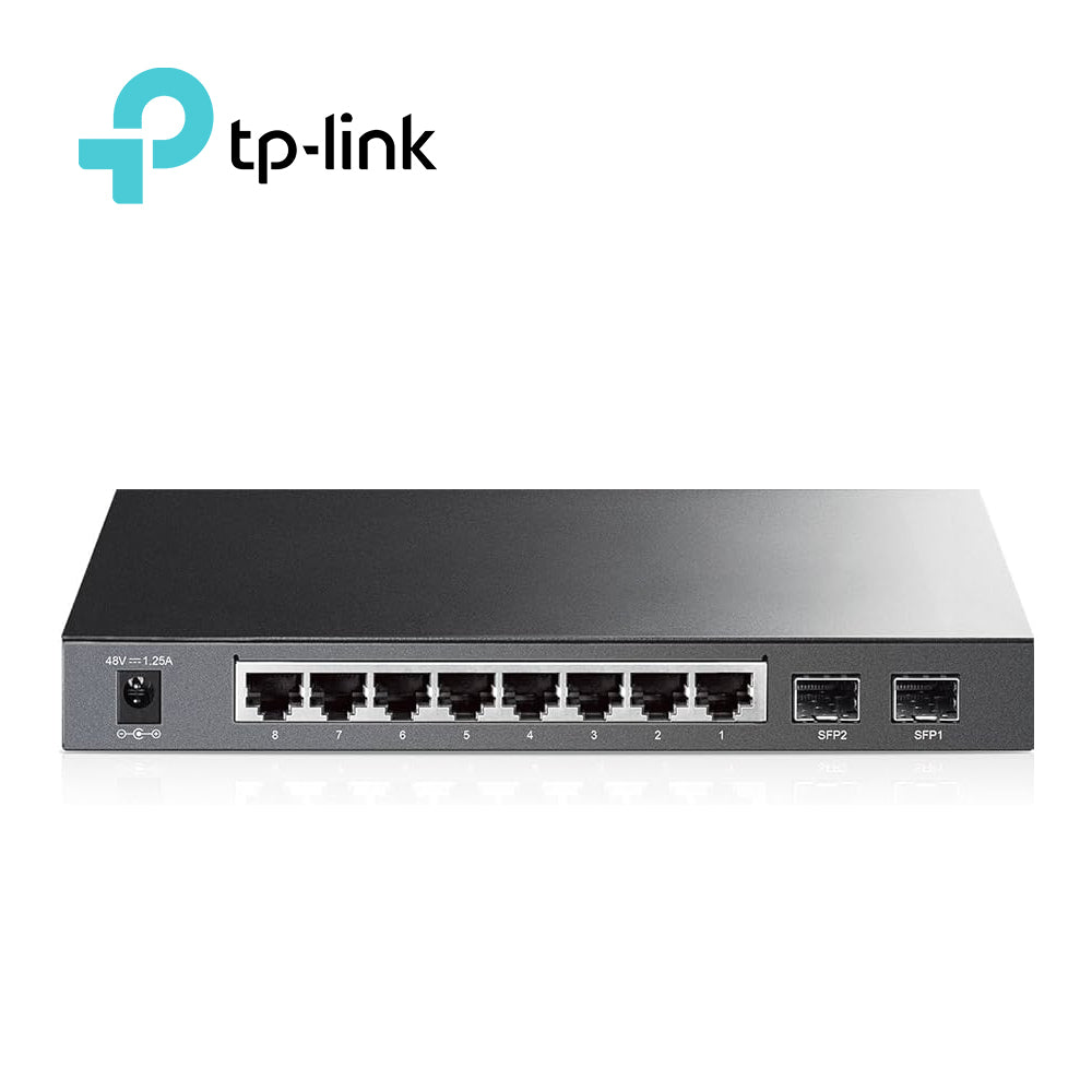 SWITCH ADMINISTRABLE TP-LINK SG2210P / 8 PUERTOS RJ45 POE AF 10/100/1000 MBPS/ 2 PUERTOS FIBRA OPTICA SFP (VACIO) GIGABI