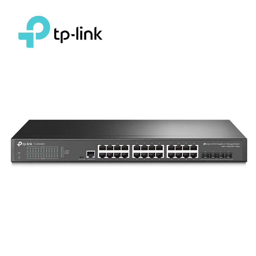 SWITCH ADMINISTRABLE TP-LINK SG3428X / 24 PUERTOS RJ45 10/100/1000 MBPS + 4 PUERTOS 10 GIGA SFP+ / ADMINISTRACION CENTRA