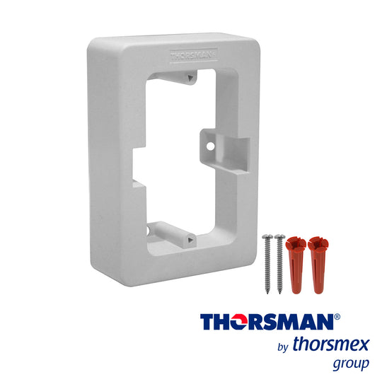 CAJA PLASTICA TMK THORSMAN 7900-02002 COLOR BLANCO DE PVC AUTO EXTINGUIBLE SIN FONDO, INCLUYE TAQUETE YPIJA PARA SU FIJA