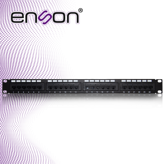 PATCH PANEL ENSON ENS-PAT24C6A 1UR PRECARGADO CAT6A 24 PUERTOS MONTAJE EN RACK ESTANDAR 19 PULGADAS