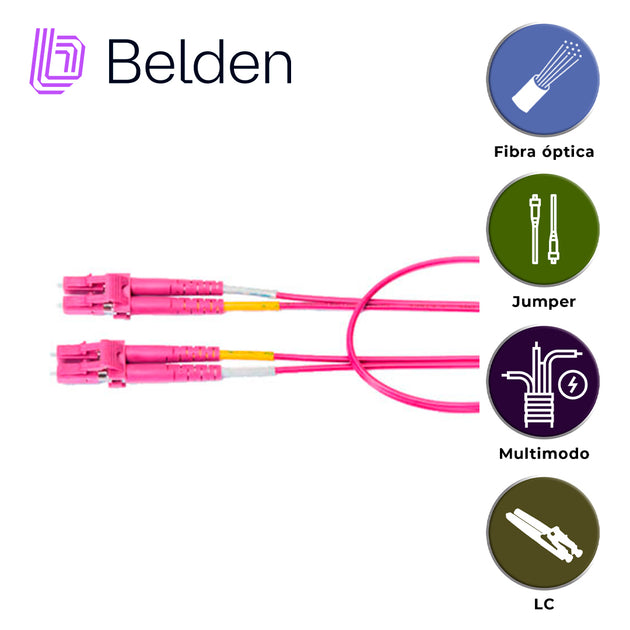 JUMPER DE FIBRA OPTICA MULTIMODO BELDEN FP4LDLD003M / INTERIOR / ERIKA VIOLETA / OM4 / LC DUPLEX - LC DUPLEX / 50/125 MI