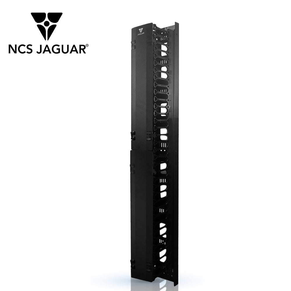 ORGANIZADOR VERTICAL P/RACKS O GABINETES CABLE NCS JAGUAR NCS-VOP-28 28 UR CON PEINES DE POLICARBONATO TAPA REMOVIBLE Y 