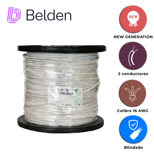 CABLE DE AUDIO COMERCIAL Y SEGURIDAD BELDEN 5200FE 0091000 / INTERIOR / BLANCO / 2 CONDUCTORES / 16 AWG / MULTIFILAR / F