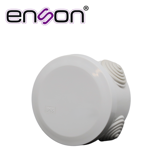 CAJA PLASTICA TIPO ESTANCA CIRCULAR ENSON ENS-PCC70 FABRICADA EN PLASTICO ABS GRIS DE ALTA RESISTENCIA / DIMENSIONES 70 