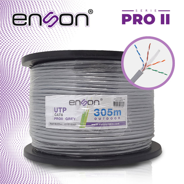 CABLE UTP CAT6 ENSON 13161G305 SERIE PRO-II CALIBE 23 AWG 100% COBRE DE ALTO RENDIMIENTO BOBINA DE 305 METROS FORRO PVC 