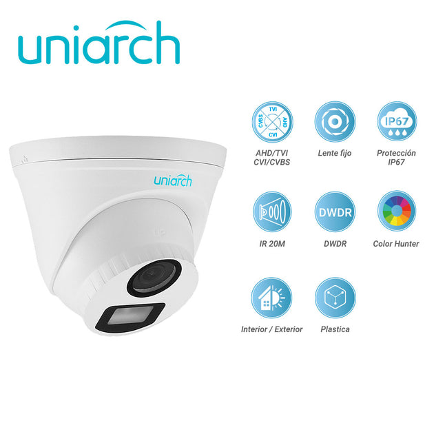 CAMARA ANALOGA TURRET COLORHUNTER UNIARCH UAC-T115-F28-W / 5MP / TVI: 5MP@20fps / LENTE-2.8MM / DWDR / IR20M