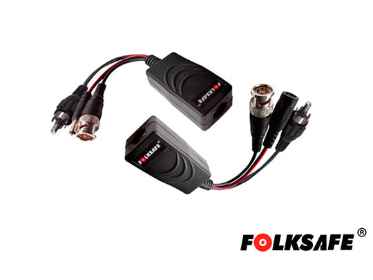 TRANSCEPTOR HD FOLKSAFE, TRANSMISOR/RECEPTOR DE VIDEO, AUDIO Y VOLTAJE(12V/24V, DC/AC),COMPATIBLE CON TODOS LAS MARCAS D