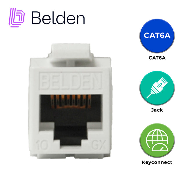 CONECTOR MODULAR JACK CAT6A RJ45 BELDEN AX102282 / KEYCONNECT / INTERIOR / BLANCO / PIEZA