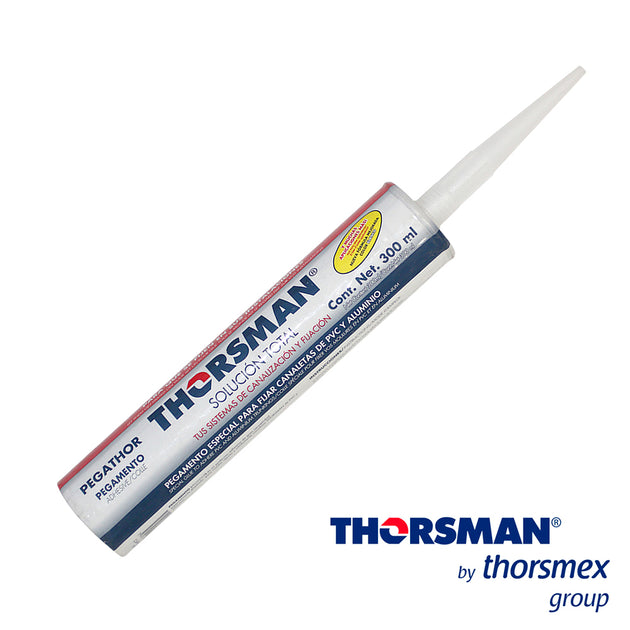 PEGATHOR PARA CANALETAS THORSMAN 9999-88888 COLOR BLANCO, TUBO DE 300 ML,RENDIMIENTO: 3.5 M LINEALES CON UN CORDON DE 5M