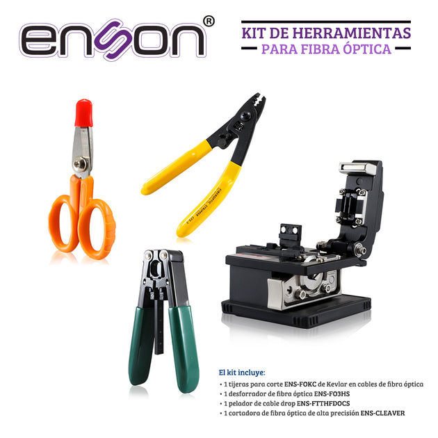 KIT DE HERRAMIENTA PARA FIBRA OPTICA ENSON ENS-FOTOOLSKIT INCLUYE LA HERRAMIENTA NECESARIA PARA TRABAJAR CON FIBRA OPTIC