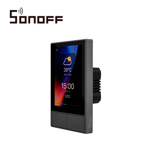 APAGADOR INTELIGENTE DE 2 UNIDADES CON PANTALLA TACTIL WIFI 2.4 GHZ + BLUETOOTH SONOFF NSPANEL-US CAPAZ DE CONTROLAR HAS
