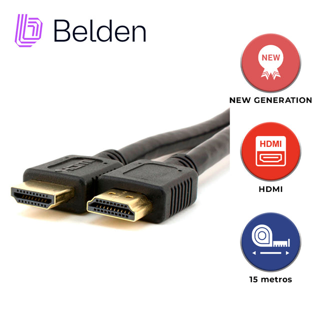 CABLE HDMI BELDEN HDE015MB / HIGH SPEED / 1080P 60HZ / 4K 30HZ / 15 METROS / TIPO A-A / PIEZA