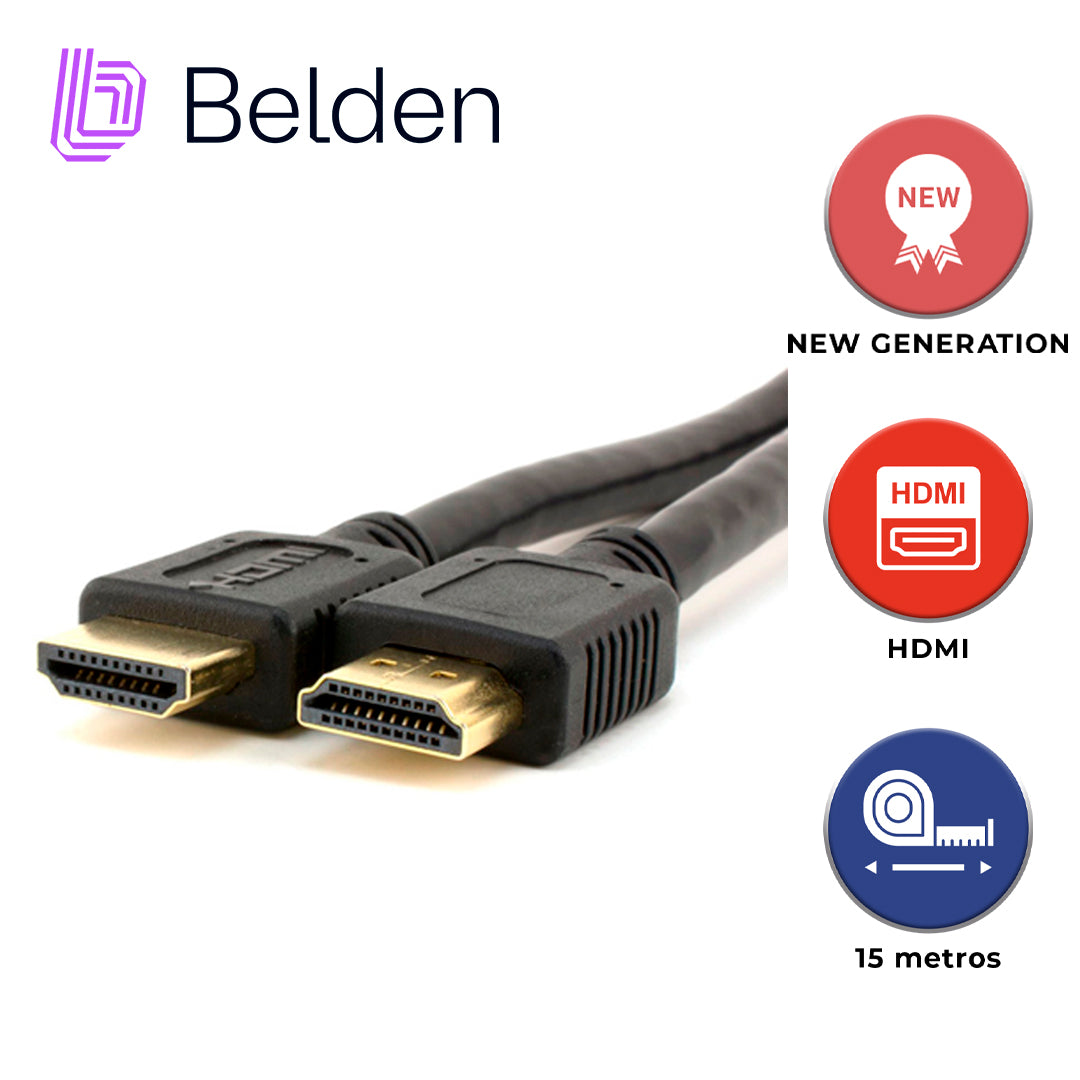 CABLE HDMI BELDEN HDE015MB / HIGH SPEED / 1080P 60HZ / 4K 30HZ / 15 METROS / TIPO A-A / PIEZA