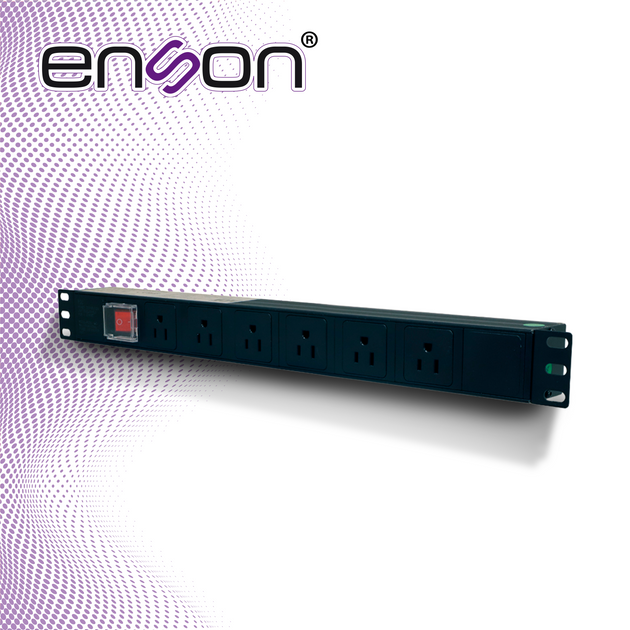BARRA MULTICONTACTOS PDU ENSON ENS-PDU6 HORIZONTAL 1UR BOTON DE ENCENDIDO Y APAGADO 6 CONTACTOS FRONTALES TIPO NEMA 5-15