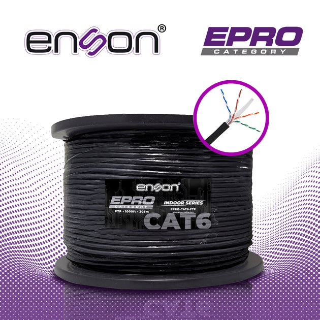 CABLE FTP CAT6 ENSON EPRO-CAT6-FTP FORRO PVC BLINDADO 4 PARES CALIBRE 23 AWG 100% COBRE USO INTERIOR BOBINA 1000 PIES 30