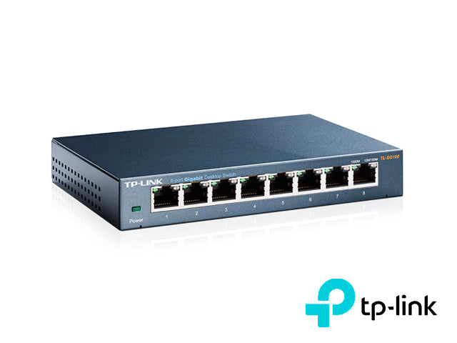 SWITCH NO ADMINISTRABLE TP-LINK TL-SG108/ 8 PUERTOS RJ45 10/100/1000 MBPS/ TECNOLOGIA GREEN ETHERNET AHORRA CONSUMO DE E