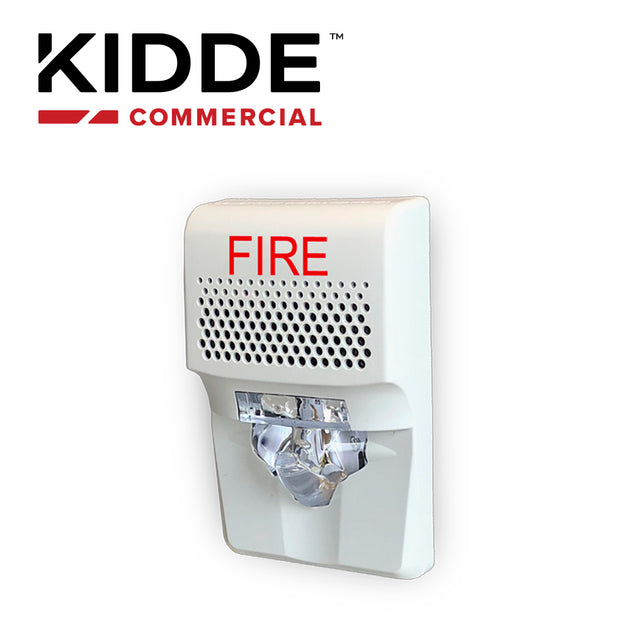 SIRENA CON ESTROBO LED KIDDE EG1AVWF DE 24 VDC 55 MA PARA PARED BLANCO COMPATIBLE CON LOS PANELES VS1 Y VS4 (TRABAJA CON