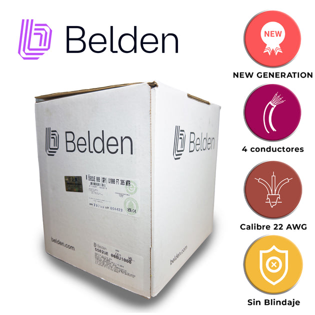 CABLE DE SEGURIDAD Y SONIDO BELDEN 5502UE 008U1000 / INTERIOR / GRIS / 4 CONDUCTORES / 22 AWG / MULTIFILAR / FORRO PVC /